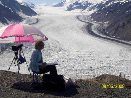 Angie out Painting at
                        Skaha Lake Kaleden