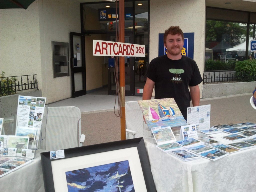 Son Kieran organized an
                                          art table for me at the
                                          Saturday market this summer in
                                          downtown penticton
