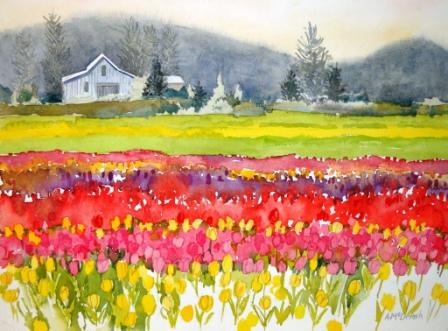 Angie's painting of the tulip fields