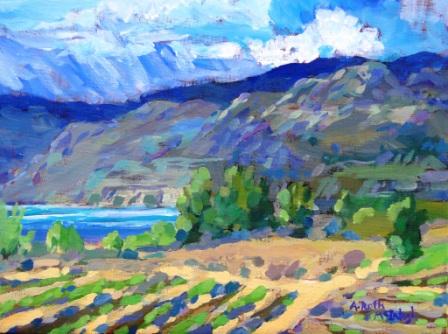 Naramata Vineyard Acrylic painting by Angie Roth McIntosh