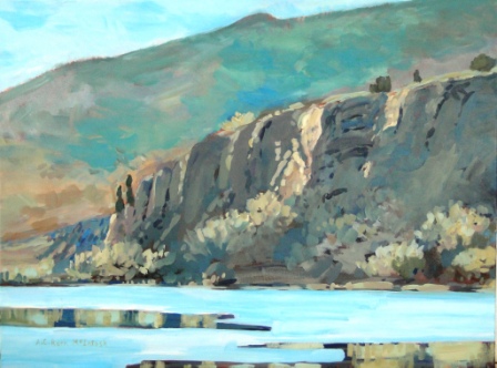 Penticton Claybanks in
                        acrylic by Angie Roth McIntosh