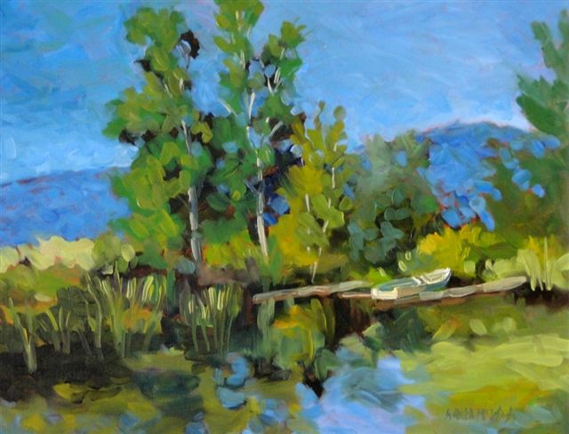 The Pond in the Oxbows in Penticton
                          painted on location in oil by Angie Roth
                          McIntosh