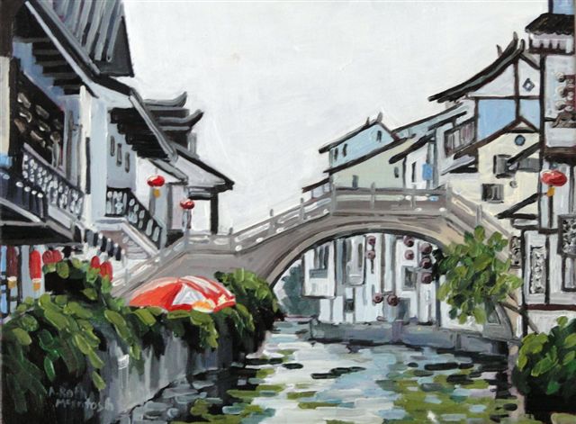 The Bridge at
                          Nanshan Temple Tourist Area Wuxi China in oil
                          by Angie Roth McIntosh