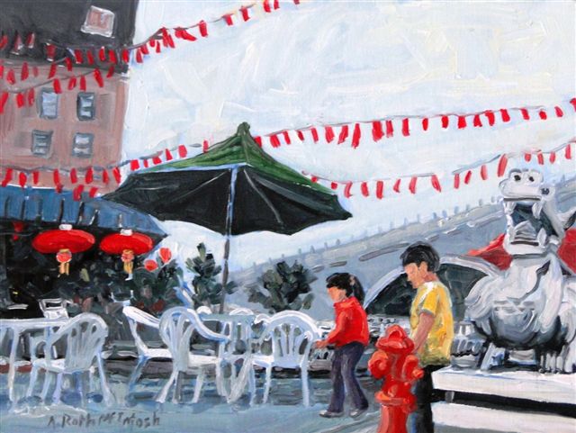 The Red Flags
                          painted in China in oil by Angie Roth
                          McIntosh