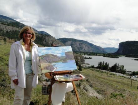 Angie painting en plein air at Vaseux for Meadowlark Festival 2010