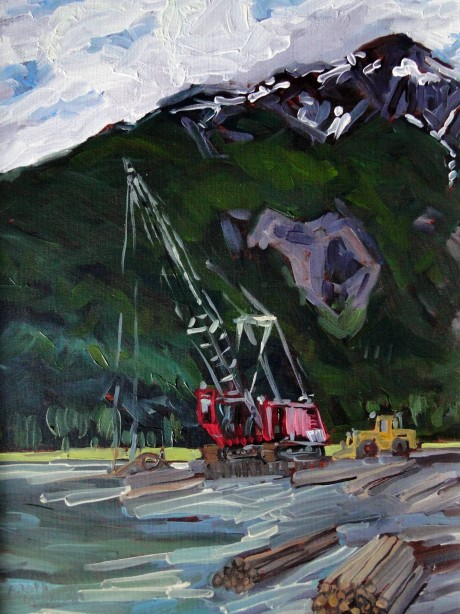 Log Yard in Stewart
                          Oil Painting by Angie Roth McIntosh