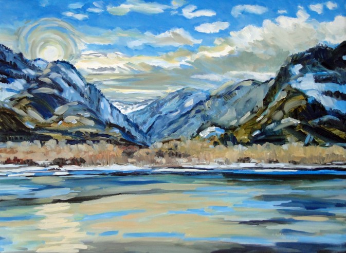 Winter View West
                          oil painting done on location in Revelstoke