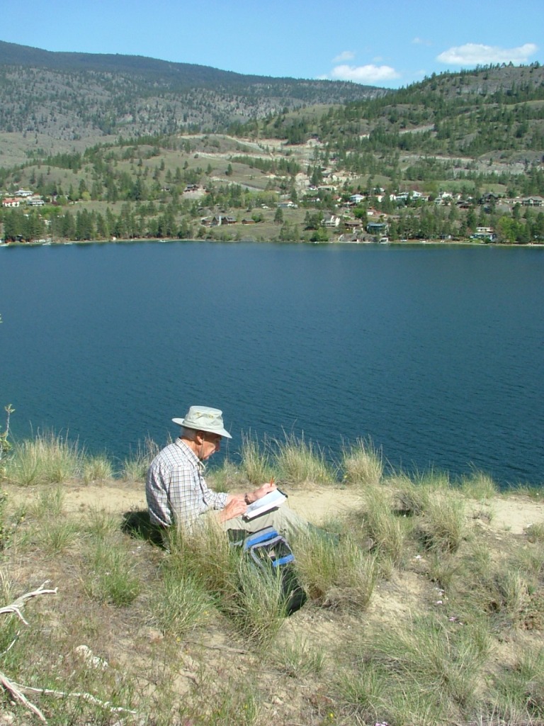 Ken Sohm sketching the grasslands in the South Okanagan.