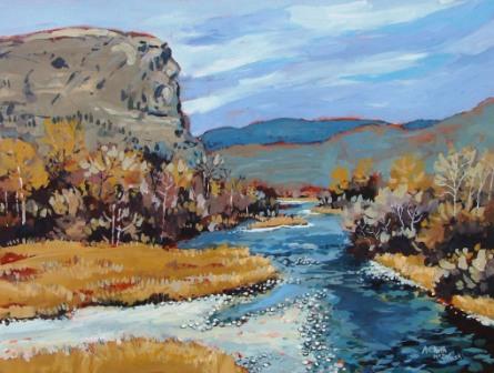 Okanagan River at McIntyre Bluff Acrylic painted by Angie Roth McIntosh