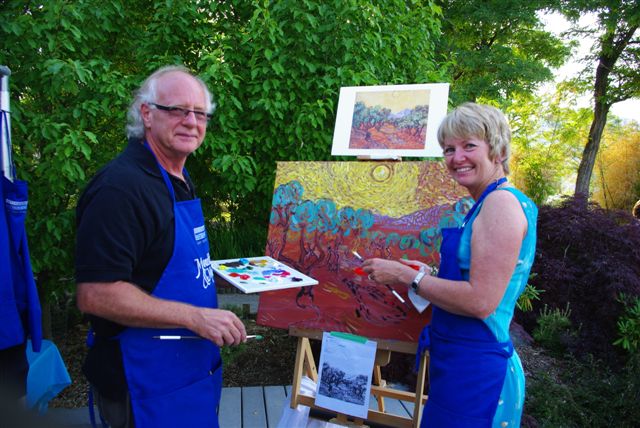 Ken Gillespie and Robin Lake working on Starry Starry Night painting
